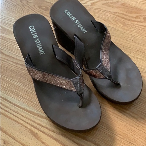 sparkly wedge flip flops